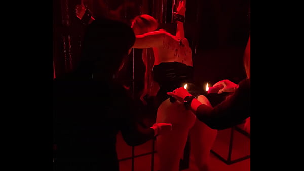 Girl Handcuffed gets Drops of Wax on a Sexy Body – Behind the Scenes