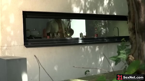 Busty babe flashing boobs and letting neighbor fuck her hard